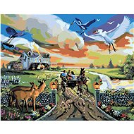Zuty - Painting by Numbers - Illusion of Animals and Pigeon Leaving the House (D. Rusty Rust), 40X50 - Painting by Numbers