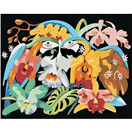 Zuty - Painting by Numbers - Parrot Macaw And Flowers (D. Rusty Rust), 80X100 Cm, Canvas+Frame - Painting by Numbers