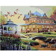 Zuty - Painting by Numbers - House With Gazebo And Sunset (D. Rusty Rust), 80X100 Cm, Canvas+Frame - Painting by Numbers