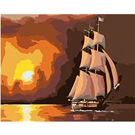 Zuty - Painting by Numbers - Sailing Ship And Red Sunset (D. Rusty Rust), 80X100 Cm, Canvas+Frame - Painting by Numbers