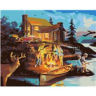 Zuty - Painting by Numbers - Campfire at the Cottage, Deer and Owl (D. Rusty Rust), 40X50 Cm, Canvas - Painting by Numbers