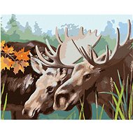 Zuty - Painting by Numbers - Elk Couple (D. Rusty Rust), 80X100 Cm, Canvas+Frame - Painting by Numbers