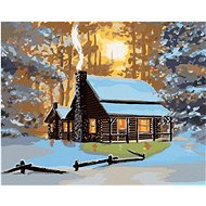 Zuty - Painting by Numbers - Cottage in Winter and Sunset (D. Rusty Rust), 80X100 Cm, Canvas+Frame - Painting by Numbers