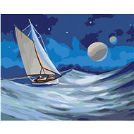 Zuty - Painting by Numbers - Sailing Ship Under Full Moon (D. Rusty Rust), 40X50 Cm, Canvas+Frame - Painting by Numbers