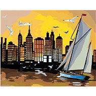 Zuty - Painting by Numbers - Sailing Boats, Skyscrapers and Sunset (D. Rusty Rust), 40X50 Cm, Canvas - Painting by Numbers