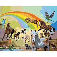 Zuty - Painting by Numbers - Rainbow And Animals (D. Rusty Rust), 80X100 Cm, Canvas+Frame - Painting by Numbers