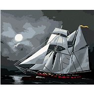 Zuty - Painting by Numbers - Sailing Ship Under Full Moon (D. Rusty Rust), 80X100 Cm, Canvas+Frame - Painting by Numbers