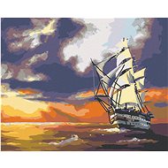 Zuty - Painting by Numbers - Sailing Ship Sailing on the Sea and Sunset (D. Rusty Rust), 40X50 Cm, - Painting by Numbers