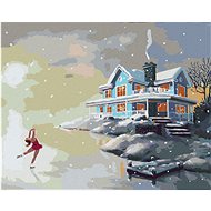 Zuty - Painting by Numbers - Figure Skater On Ice At The Pier And Blue House (D. Rusty Rust), 40X50  - Painting by Numbers