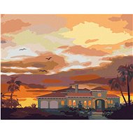 Zuty - Painting by Numbers - House, Palms And Sunset (D. Rusty Rust), 80X100 Cm, Canvas+Frame - Painting by Numbers