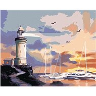Zuty - Painting by Numbers - Sailing Ship, Lighthouse and Sunset (D. Rusty Rust), 40X50 Cm, Canvas+R - Painting by Numbers