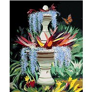 Zuty - Painting by Numbers - Fountain, Flowers and Butterfly (D. Rusty Rust), 40X50 Cm, Canvas+Frame - Painting by Numbers