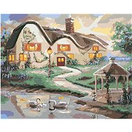 Zuty - Painting by Numbers - Swans on the Lake and a House with a Gazebo (D. Rusty Rust), 80X100 Cm, - Painting by Numbers