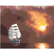 Zuty - Painting By Numbers - White Sailing Ship And Sun Behind Clouds (D. Rusty Rust), 40X50 Cm, Can - Painting by Numbers