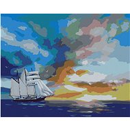 Zuty - Painting by Numbers - Sailing Ship, Sunset And Clouds (D. Rusty Rust), 80X100 Cm, Canvas+R - Painting by Numbers
