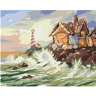 Zuty - Painting by Numbers - House And Lighthouse Made Of Shells And Waves (D. Rusty Rust), 40X50 Cm - Painting by Numbers