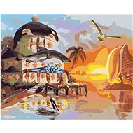 Zuty - Painting By Numbers - House And Sailboat Of Sea Creatures And Sunset (D. Rusty Rust), 40X - Painting by Numbers