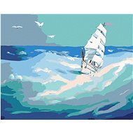 Zuty - Painting by Numbers - White Sailing Ship on the Wild Sea (D. Rusty Rust), 40X50 Cm, Canvas+Fr - Painting by Numbers
