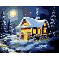 Zuty - Painting by Numbers - Snow House Under Full Moon (D. Rusty Rust), 80X100 Cm, Canvas+Frame - Painting by Numbers