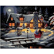 Zuty - Painting by Numbers - Snow-covered Log Cabin After Dusk (D. Rusty Rust), 80X100 Cm, Canvas+Fr - Painting by Numbers