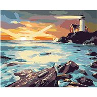 Zuty - Painting by Numbers - Lighthouse After Sunset (D. Rusty Rust), 40X50 Cm, Canvas+Frame - Painting by Numbers
