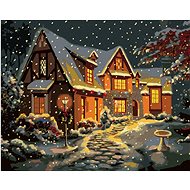 Zuty - Painting by Numbers - Snowy House With Stone Walkway (D. Rusty Rust), 80X100 Cm, Canvas - Painting by Numbers