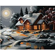 Zuty - Painting by Numbers - Snow-covered House After Dusk (D. Rusty Rust), 80X100 Cm, Canvas+Frame - Painting by Numbers