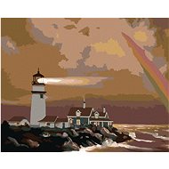 Zuty - Painting by Numbers - Lighthouse on an Outcrop on a Brown Background (D. Rusty Rust), 80X100  - Painting by Numbers
