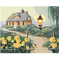 Zuty - Painting By Numbers - Yellow Roses, Heart Shaped Gate With Lamp And House (D. Rusty Rust), 80 - Painting by Numbers