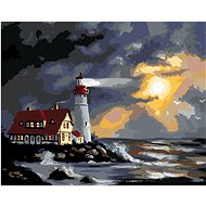 Zuty - Painting by Numbers - Lighthouse and Sun Covered by Clouds (D. Rusty Rust), 40X50 Cm, Canvas+ - Painting by Numbers