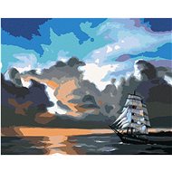 Zuty - Painting by Numbers - Sailing Ship At Sea After Dusk (D. Rusty Rust), 40X50 Cm, Canvas+Frame - Painting by Numbers