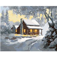 Zuty - Painting by Numbers - Snowy Cabin at Dawn (D. Rusty Rust), 40X50 Cm, Canvas+Frame - Painting by Numbers
