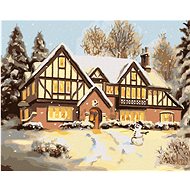 Zuty - Painting by Numbers - Snow House With Snowman (D. Rusty Rust), 80X100 Cm, Canvas+Frame - Painting by Numbers
