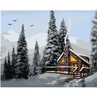 Zuty - Painting by Numbers - Snow-covered Log Cabin in the Forest (D. Rusty Rust), 80X100 Cm, Canvas - Painting by Numbers