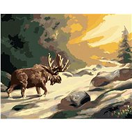 Zuty - Painting by Numbers - Moose Walking in River and Sun Rays (D. Rusty Rust), 40X50 Cm, Canvas - Painting by Numbers