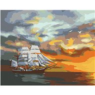 Zuty - Painting by Numbers - Large Sailing Ship After Dusk (D. Rusty Rust), 40X50 Cm, Canvas+Frame - Painting by Numbers