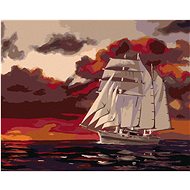 Zuty - Painting by Numbers - White Sailing Ship at Dusk (D. Rusty Rust), 80X100 Cm, Canvas+Frame - Painting by Numbers