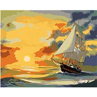 Zuty - Painting by Numbers - Sailing Ship After Dusk 2 (D. Rusty Rust), 40X50 Cm, Canvas+Frame - Painting by Numbers