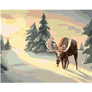 Zuty - Painting by Numbers - Moose Standing in the Snow (D. Rusty Rust), 40X50 Cm, Canvas+Frame - Painting by Numbers