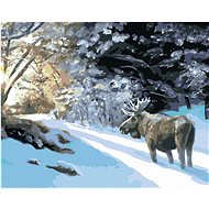 Zuty - Painting by Numbers - Moose in a Snowy Forest (D. Rusty Rust), 40X50 Cm, Canvas+Frame - Painting by Numbers
