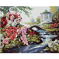 Zuty - Painting by Numbers - Roses at the Stream and Gazebo (D. Rusty Rust), 40X50 Cm, Canvas+Frame - Painting by Numbers
