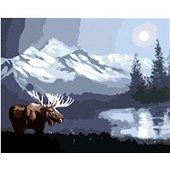 Zuty - Painting by Numbers - Moose on the Plain in the Moonlight (D. Rusty Rust), 40X50 Cm, Canvas+F - Painting by Numbers