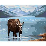 Zuty - Painting by Numbers - Moose Drinking Water (D. Rusty Rust), 40X50 Cm, Canvas+Frame - Painting by Numbers