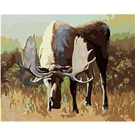 Zuty - Painting By Numbers - Lonely Elk In The Pasture (D. Rusty Rust), 80X100 Cm, Canvas+Frame - Painting by Numbers