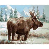 Zuty - Painting by Numbers - Moose in a Snowy Pasture (D. Rusty Rust), 40X50 Cm, Canvas+Frame - Painting by Numbers