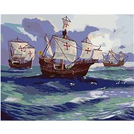 Zuty - Painting by Numbers - Columbus's Ships Sailing on the Sea (D. Rusty Rust), 40X50 Cm, Canvas+F - Painting by Numbers