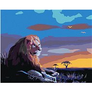 Zuty - Painting by Numbers - Lonely Lion at Sunset (D. Rusty Rust), 80X100 Cm, Canvas+Frame - Painting by Numbers