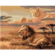 Zuty - Painting By Numbers - Lion And Lioness Illusion (D. Rusty Rust), 80X100 Cm, Canvas+Frame - Painting by Numbers