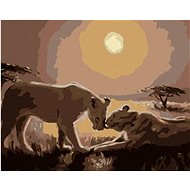 Zuty - Painting by Numbers - Two Lions (D. Rusty Rust), 40X50 Cm, Canvas+Frame - Painting by Numbers