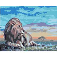 Zuty - Painting by Numbers - Lonely Lion at Dusk (D. Rusty Rust), 40X50 Cm, Canvas+Frame - Painting by Numbers
